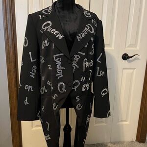 Sassy Jones Black and White Graphic tuxedo  Jacket